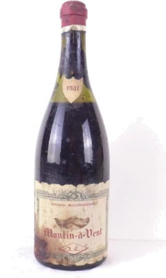 photo 1931 Moulin à Vent ac Négoce Étiquette Sale Soufflée) Rouge Beaujolais