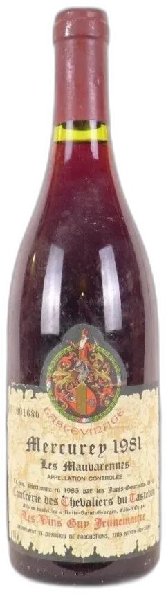 photo 1981 Mercurey Guy Jeunemaître les Mauvarennes Tastevinage Rouge Bourgogne