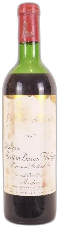 photo 1967 Pauillac Château Mouton Baron Domaine Rothschild Grand Cru Classé Étiquette Tâchée b2 Rouge Bordeaux