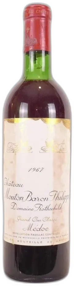 photo 1967 Pauillac Château Mouton Baron Domaine Rothschild Grand Cru Classé Étiquette Tâchée) Rouge Bordeaux