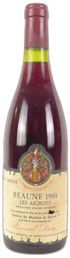 photo 1988 Beaune Bernard Dury les Aigrots Tastevinage Rouge Bourgogne