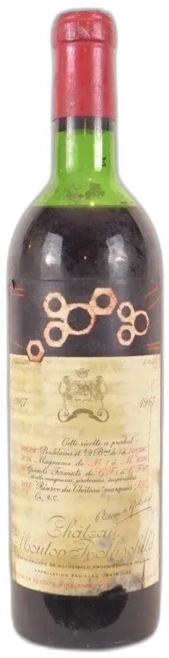 photo 1967 Pauillac Château Mouton Rothschild Grand Cru Classé Étiquette Sale) Rouge Bordeaux
