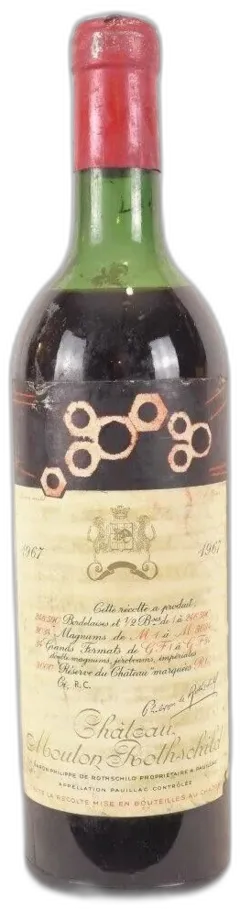 photo 1967 Pauillac Château Mouton Rothschild Grand Cru Classé Accro Capsule) Rouge Bordeaux