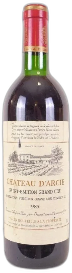 photo 1985 Saint-Émilion Château d’Arcie Grand Cru Rouge Bordeaux