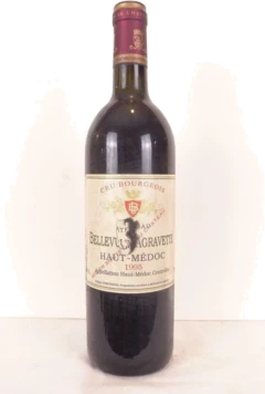 photo 1995 Saint-Estèphe Château Bellevue Lagravette Cru Bourgeois Étiquette Abîmée) Rouge Bordeaux