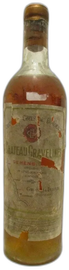 photo 1952 Premières Côtes de Bordeaux Château Gravelines Année Visible Sur Bouchon) Liquoreux Bordeaux