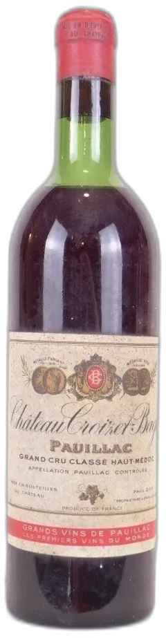 photo 1963 Pauillac Château Croizet-Bages Grand Cru Classé Année Lisible Sur Bouchon) Rouge Bordeaux
