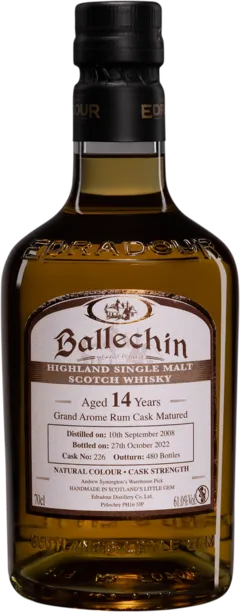 photo Edradour Single Malt Scotch Whisky 14 Ans Ballechin Grand Arôme Rum Cask Matured