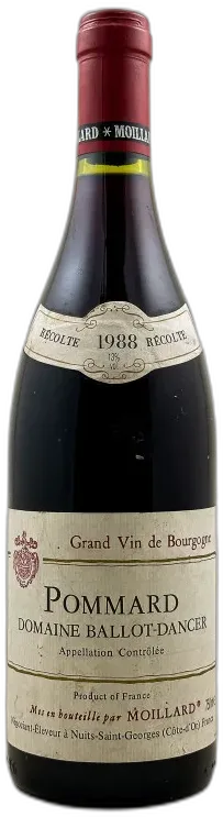 vue du vin Ballot-Dancer Pommard 1988