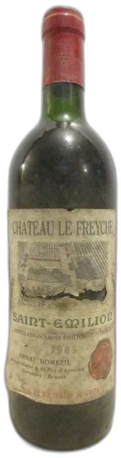 photo 1989 Saint-Émilion Château le Freyche Étiquette Abîmée