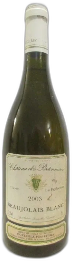 photo du vin Château des Pertonnières la Prébende Blanc Beaujolais