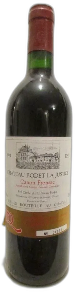 photo 1993 Canon Fronsac Château Bodet la Justice Rouge Bordeaux