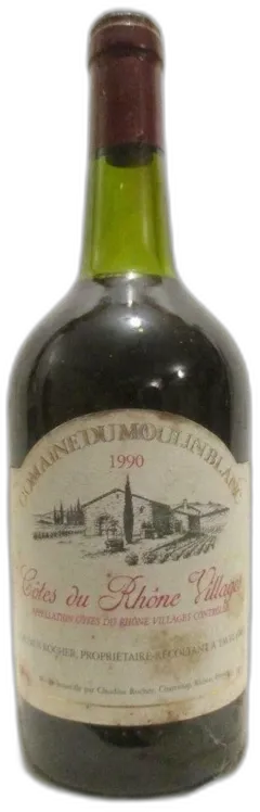 photo 1990 Côtes du Rhône Domaine du Moulin Blanc Rouge Rhône