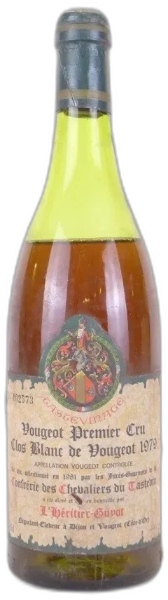vue du vin Vougeot l’Héritier-Guyot Premier Cru Clos Blanc Tastevinage Blanc