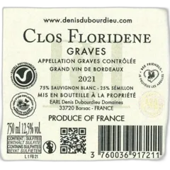 photo Clos Floridène Blanc Graves 2021