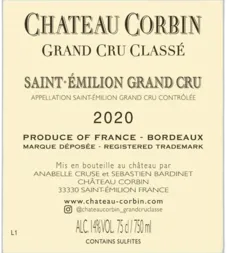 photo Corbin Saint-Emilion Grand Cru 2020