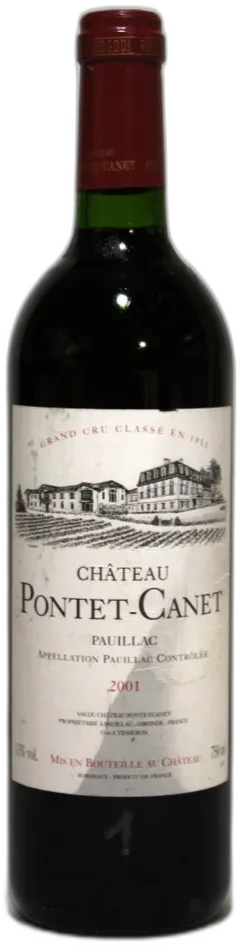 illustration du vin Pontet Canet 2001 Etiquette Tachée