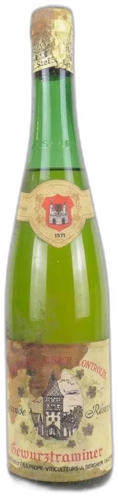 photos du vin 1971 Gewurztraminer Louis Steffan Étiquette Tâchée