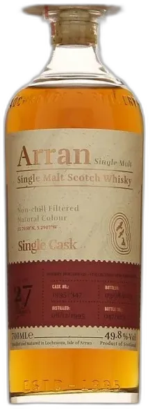 image du vin Arran 27 Ans 1995 Sherry Hogshead Single Cask Single Malt Scotch Whisky