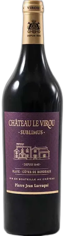 photos du vin Château le Virou Sublimus Blaye Côtes de Bordeaux 2019 Rouge