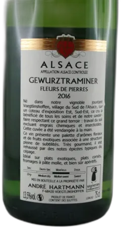 vue du vin Gewurztraminer Fleurs de Pierre 2023 Bio-75cl- Alc. Hartmann