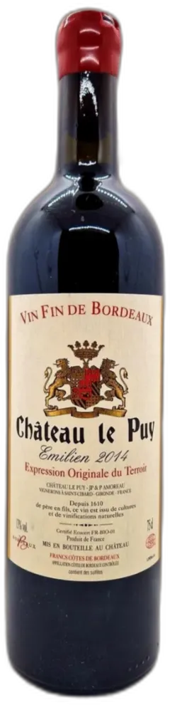 vue du vin Château le Puy Emilien 2014 Aoc Bordeaux-Côtes-de-Francs