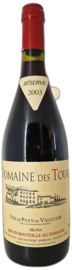 photo du vin Domaine des Tours Merlot 2003 Vin de Pays de Vaucluse