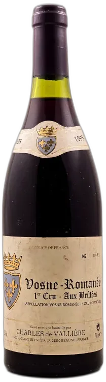 photos du vin Charles de Vallière Vosne Romanée 1er Cru "Aux Brulées" 1995