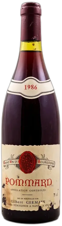 capture du vin Gilbert Germain Pommard 1986