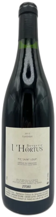 illustration du vin Domaine de l' Hortus Pic-Saint-Loup Classique Bergerie 2012 Languedoc Roussillon France