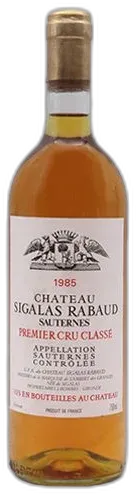 image du vin Château Sigalas Rabaud 1er Grand Cru Classé Sauternes Blanc Liquoreux 1985