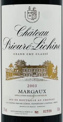 photo du vin Château Prieuré Lichine