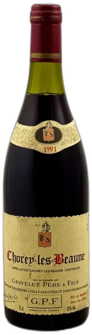 vue du vin Grivelet Père & Fils Chorey les Beaune 1991