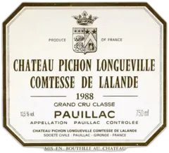 capture du vin Pichon Comtesse de Lalande